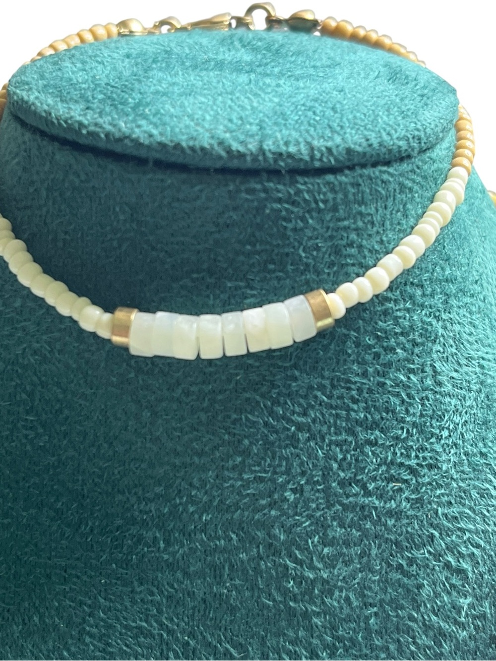 Delicate Cream Beaded Necklace & Bracelet Set - Minimal & Bohemian - Picture 3 of 4